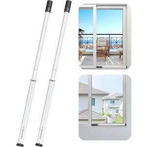 AceMining Sliding Door Security Bar,Heavy Duty Sliding Patio Door Lock Bar, 20-50inch Adjustable Multi-use Window Security Bars, Sliding Door Stopper,White,2Pack