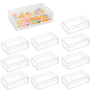 LIDSCURA 12PCS 4.3x2.7x1 Inch Clear Acrylic Boxes with Lids - Mini Rectangle Transparent Plastic Storage Boxes for Jewelry, Coins, Treats, Wedding Party Favors & Display