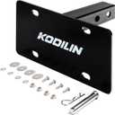 Kodilin Heavy-Duty Trailer Hitch License Plate Holder for 2" Hitch Receiver, Universal Fit for Trucks, SUV, RV & Off-Road Vehicles, Black Rust-Proof Steel Bracket, Includes Mounting Hardware