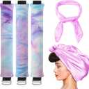 Obeoby 3 Pack Heatless Curling Rod, Overnight Curls with Hook Velvet Hair Curlers to Sleep in Blowout Rods No Heat Curls with Silk Scarf for Women Medium Long Hair, Gradient Purple