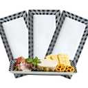YHOSSEUN Ceramic Serving Platters Set of 4, Black and White Serving Platters and Trays for Food, Rectangular Halloween Plates Serving Dishes for Parties, Checkered, 12 Inch