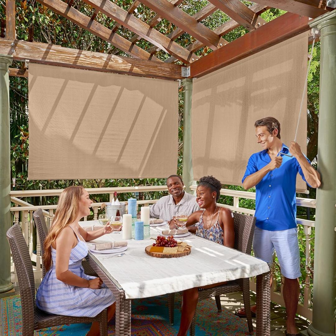Coolaroo Exterior Roller Shade, Cordless Roller Shade with 90% UV Protection, No Valance, (6' X 6'), Southern Sunset
