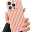 Gihklty Compatible with iPhone 16 Pro Max Case Cute Aesthetic Striped Phone Case for Girls Women,Soft Silicone Shockproof Protective Designed for iPhone 16 Pro Max Case -Pink
