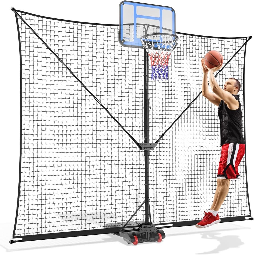 SPOYNAL 10x8FT Basketball Return Backstop Net, Hoop Rebounder