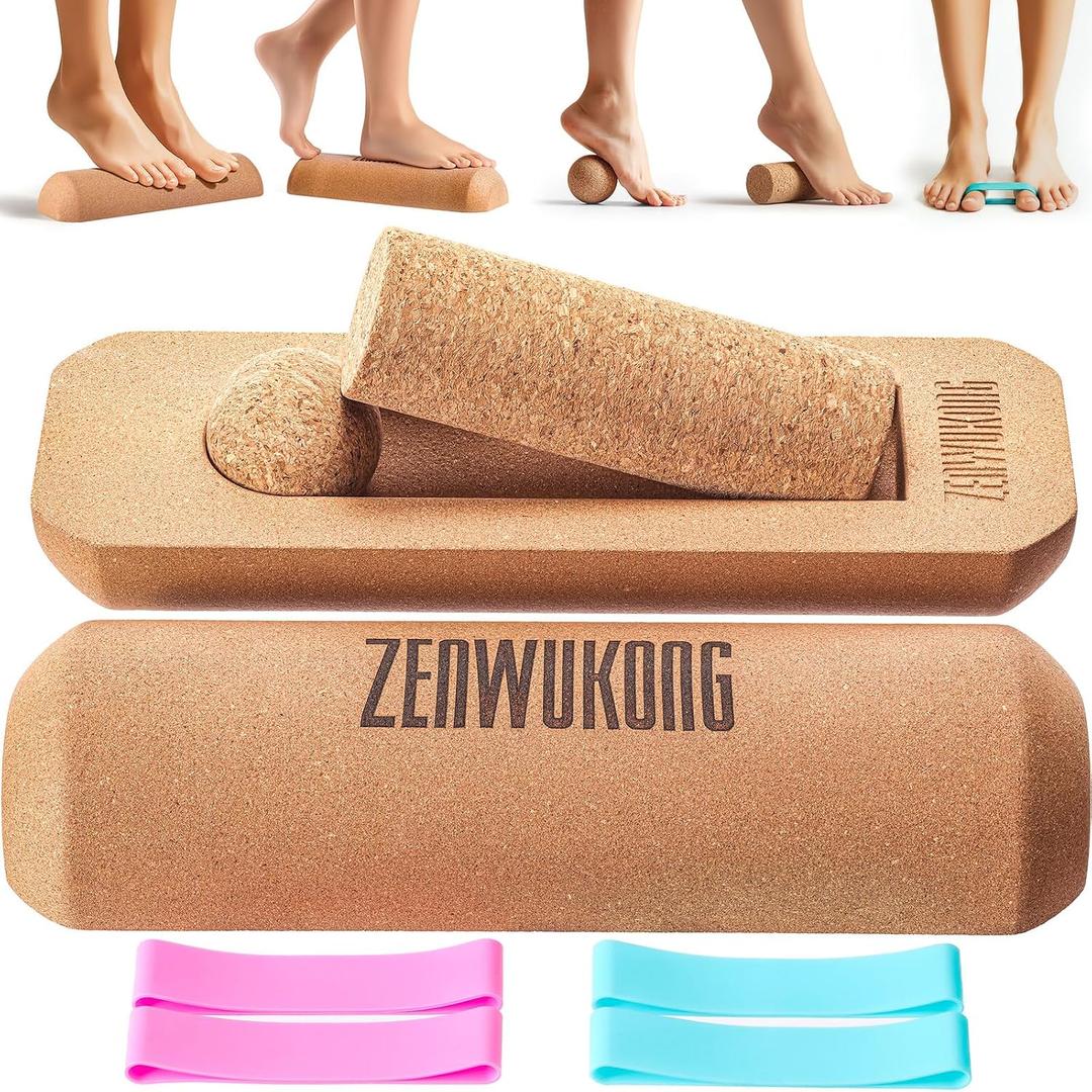 Cork Balance Board - Premium Cork Stability Balance Trainer | Foot & Ankle Strengthener to Improve Mobility, Prevent Falls | Home Gym Fitness Equipment | Mobility Trainer for Adults