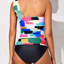 Tempt Me Two Piece Tankini Bathing Suits for Women One Shoulder Swim Top with Bottom Swimsuits (M)