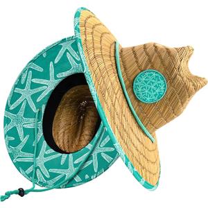 grinderPUNCH Straw Sun Hat for Men Women Wide Brim Beach Fishing UPF 50