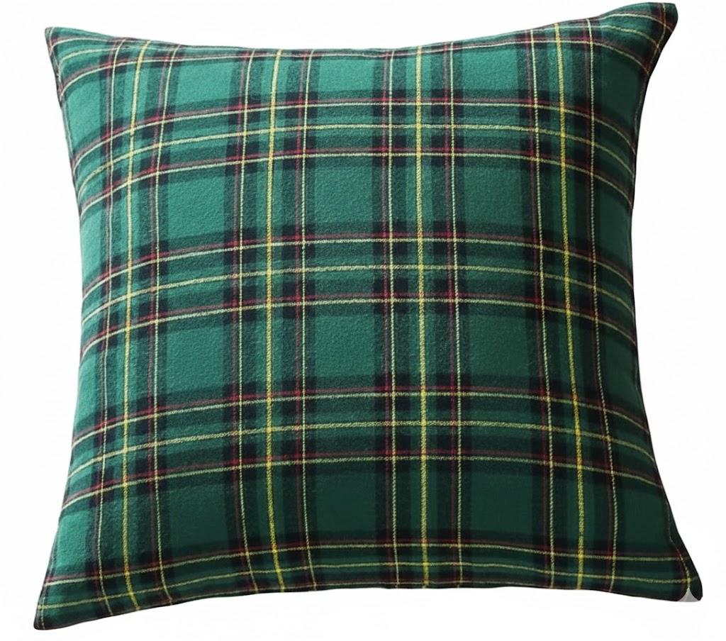 OTOSTAR Christmas Scottish Plaid Throw Pillow Cover Decorative Check Tartan Square Pillow Case Cover for Sofa Couch Bed Living Room Farmhouse Home Decor 16x16 Inches, Red and Green, Pack Of 2