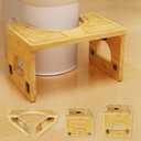 Foldable Bamboo Toilet Stool for Bathroom  Poop Stool for Adults & Kids,Adjustable 7-9 Inches with Non-Slip Layer, Improves Posture & Comfort (Primary)