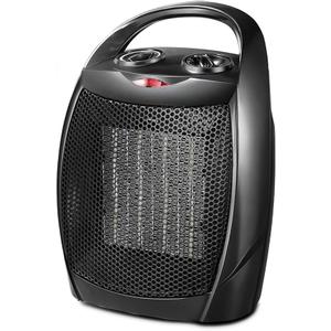 Kismile Small Electric Space Heater Ceramic Space Heater, Portable Heater Fan for Office with Adjustable Thermostat and Overheat Protection ETL Listed for Kitchen, 750W/1500W (Black)