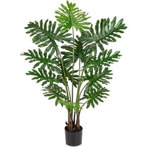Hollyone Artificial Tree Philodendron Plant 5FT Tall Faux Monstera Indoor Trees Fake Tropical Palm Plants Trees House Plants in Pot for Indoor Outdoor Home Office Garden Living Room Decoration, 1 Pack