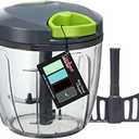 Cambom Manual Food Chopper Vegetable Cutter, Hand String Vegetable Chopper Onions Cutter for Vegetable Fruits Nuts BPA Free Food Safe Material, 900ml Grey