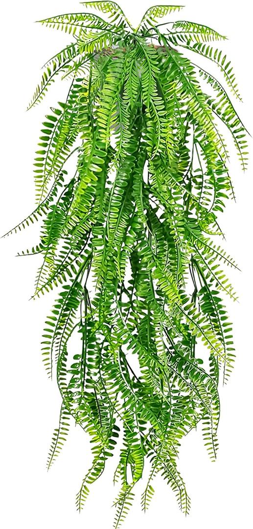 3 x Palonu Artificial Hanging Plants, Fake Potted Greenery Plant Faux Persian Rattan in White Pot Wall Room Home Indoor Outdoor Shelf Decor