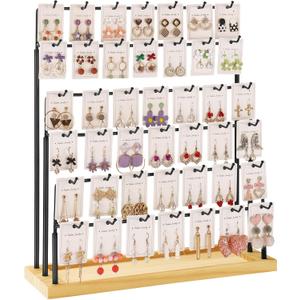 Earring Display for Vendors, 6 Tiers Earring Rack Display Holder Stand, Earring Organizer Holder, Jewelry Display for Selling Earings Cards, Necklaces Rings Bracelets, Keychains (Black)