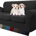 MAXIJIN 4 Piece Couch Covers for 3 Cushion Couch Super Stretch Sofa Cover for Dogs Pet Proof Fitted Furniture Protector Spandex Jacquard Non Slip Magic Couch Slipcover Washable (Extra Large, Black)
