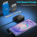 45W Super Fast Charger USB C Android Phone Type C Charger Fast Charging Block with 6.6FT Cord for Samsung Galaxy S26/S26 Ultra/S26+/S25 Ultra/S25/S24 Ultra/S24/S23 Ultra/S22/S21/S20/Note 10, Black