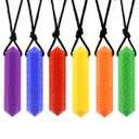 Durable Chew Necklaces for Sensory Kids, Boys and Girls, 6 Packs Stretch Chewing Necklaces for Sensory Needs, Autism, ADHD, Teething Relief