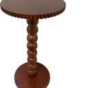 Slot Edge Round Side Table - Small Space Accent Table w/Solid Wood Leg - 12" Modern Drink Table, Nightstand for Bedroom, Living Room, Office & Tight Corners (Brown)