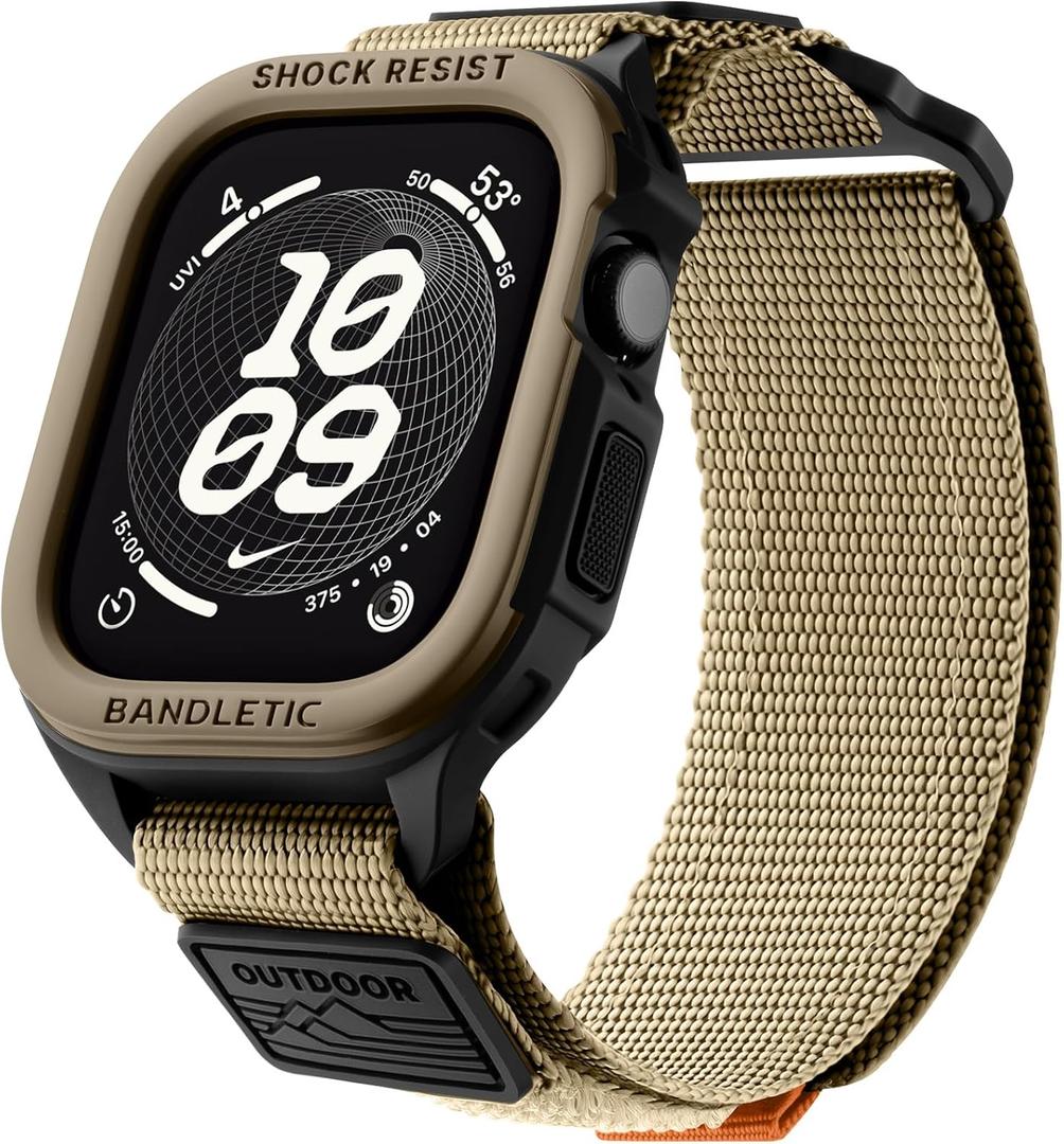 Bandletic Rugged Case with Band Compatible with Apple Watch 49mm(Ultra 3/2/1),46mm(Series 11/10), 45mm(Seriess 9/8/7),44mm(SE3/SE2/SE/6/5/4), Protective Cover Sport Accessories for iWatch Men