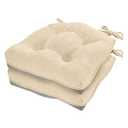Cozyide Chair Cushions for Dining Chairs, 17" x 17" Non-Slip Kitchen Chair Pads with Adjustable Ties, Indoor Chair Cushions for Dining Room, Ivory (Pack of 2)