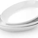 12 Inch Oval Serving Platters Set of 3, White Ceramic Serving Platters for Serving Food, Deep Porcelain Oval Platter for Appetizers, Salad, Pasta, Vegetables, Microwave Dishwasher Oven Safe