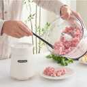 500W Food Processor, White Meat Grinder with Glass Bowl 8 Cup, Electric Food Chopper with 2 Sharp Blade Sets for Meat, Fruits, Vegetables, Baby Food, Nuts, 2 Speed