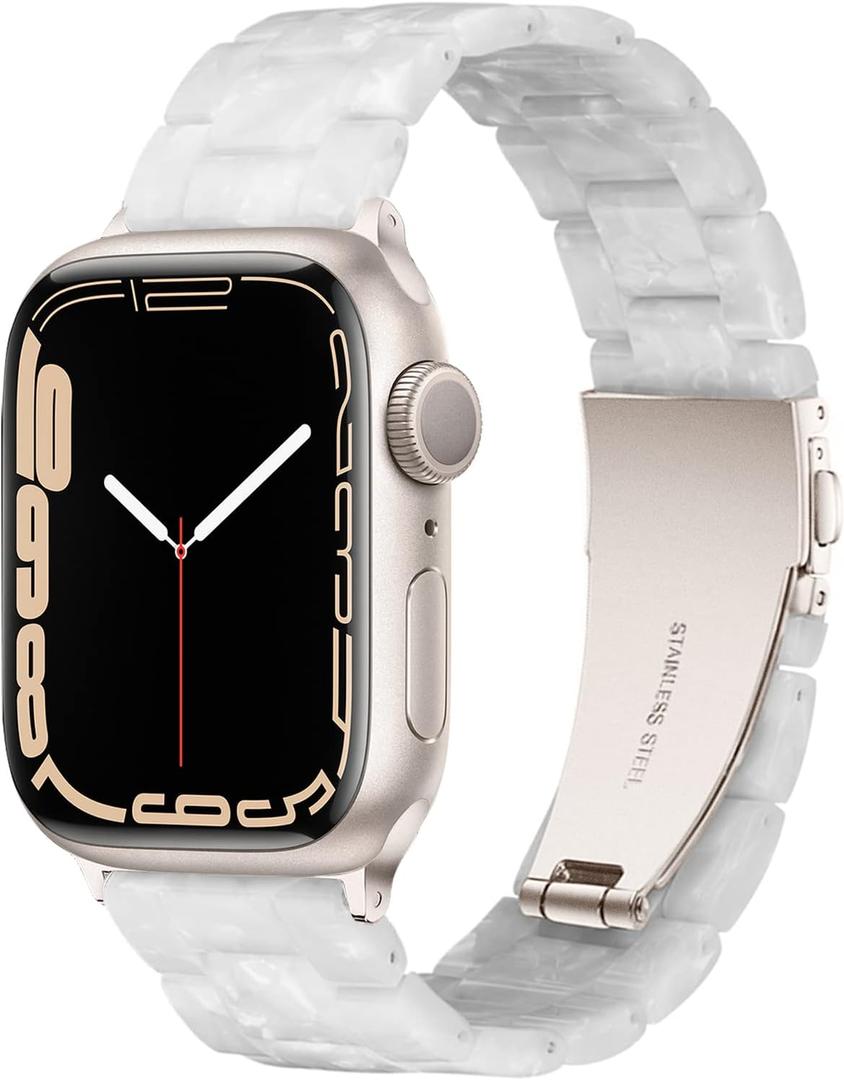 Light Apple Watch Band-Fashion Resin iWatch Bands for Women Men Bracelet Compatible with Stainless Steel Buckle for Apple Watch Series 10 Series SE Series 9 Series 8 Series 7 6 5 4 3 2 1 Ultra 2 1, 38mm/40mm/41mm/42mm(Series 10), 49mm/46mm/45mm/44mm/42mm(Series 3 2 1)