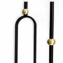 Round 5/8" * 44" Wrought Iron Balusters for Indoor Stair Railing (5 Pcs Oval Design with Brass Ball + 5 Pcs Plain with Single Brass Ball) Matt Black, New Design Hollow Metal Staircase Balusters.