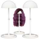Wig Stand 2PCS White Adjustable Height Plastic Wig Head Stand Portable Wig Holder Stands Non-Slip Wig Head Holders Sturdy for Multiple Wigs and Hats Styling Drying Display