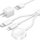 for Apple Watch Charger 3 in 1 iWatch Charger 4FT Magnetic iWatch Fast Charging Cable 12W USB Wall for Apple Watch Series Ultra SE 10 9 8 7 6 5 4 & iPhone 16/15/14/Galaxy S23