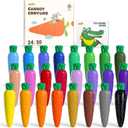 JUPITEARTH Carrot Crayons for Kids 24 Colors, Non Toxic Beeswax Crayons for Toddlers 1-3 with 30-Page Coloring Book & Stickers & 120 PDF Pages, Mess-Free Coloring for Kids Art Supplies Gift