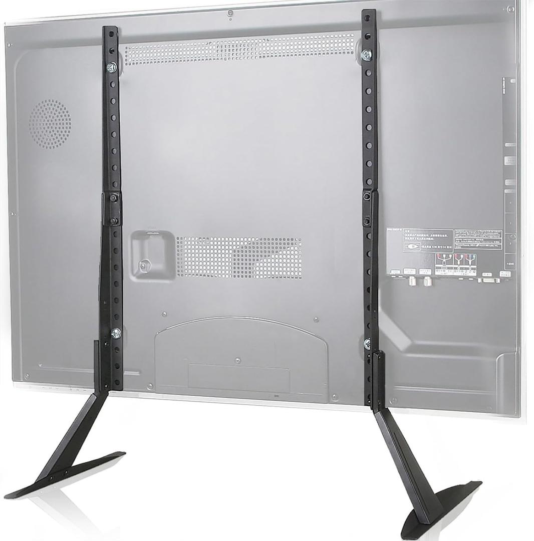WALI Universal TV Stand 55 inch TV, TV Stand Mount for 22-65 Inch LCD Flat Screen TVs, Table Top TV Stands Holds up to 110lbs Mounting Holes up to 800 by 500mm (TVS001), Black