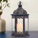 NEEDOMO Lanterns Decorative Indoor, 14.8'' Vintage Outdoor Lantern with Clear Glass, Metal Candle Holder for Front Porch, Patio, Wedding, Party, Home Kitchen Coffee Table Livinig Room Decor