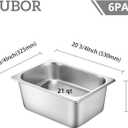 6 Set Stainless Steel Hotel Pans Full Size 6 Inch Deep With Lids, Anti-Jam Chafing Steam Table Pans, Catering Food Storage Metal Pan