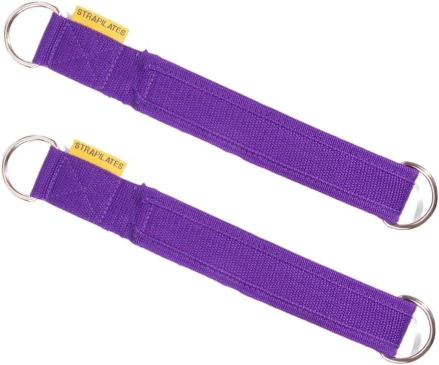 Single Loop Fitness Pilates Straps for Reformer, Cadillac, and Other Fitness Equipment Adjustable Length with Double D-Ring, One Pair, Purple