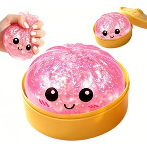 2026 New Glitter Dumpling Squishy Box, Stress Relief, Soft Squeeze Decompression Dough, Glitter Dumpling Squishy for Stress Relief (Pink, 1PCS)