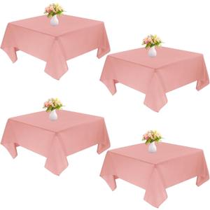4 Pack Square Table Cloth 52x52 Inch Tablecloth Machine Washable Fabric Polyester Table Cover for Dining, Buffet Parties, Picnic, Events, Weddings DecorDusty Rose