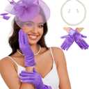 Ibeauti Fascinator Hats with Screentouch Lace Gloves Set for Women Tea Party Cocktail Wedding Derby Headwear Short Gloves