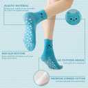 Cute Pilates Crew Grippy Socks for Women - Cat Paw Yoga Gripper Non Slip Sock for Barre,Barefoot,Hospital,Fitness (Blue)