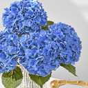 MARTINE MALL 4Pcs 21in Hydrangea Artificial Flowers, Latex Real Touch Hydrangeas Lifelike Large Hydrangea Flowers for Home Decor Party Arrangements Wedding Bouquets Centerpieces (Dark Blue)