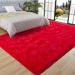 60"x36" Red Furry Rug