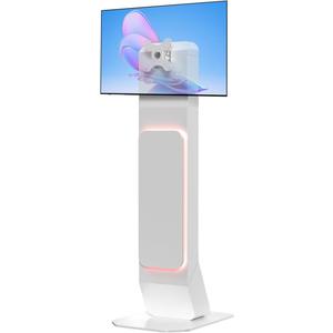 Brandable Kiosk Floor Stand for Displays  with Custom Branding Panel & LED Lights VESA 75x75 100x100 Monitor TV Tablet Displays  Lockable Secure (ADD-VFSKLED)