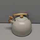 Tea Kettle, BELANKO 85 OZ / 2.5 Liter Whistling Tea Kettle Pots for Stove Top Food Grade Stainless Steel with Wood Pattern Folding Handle, Loud Whistle for Tea, Coffee, Milk - Milk White