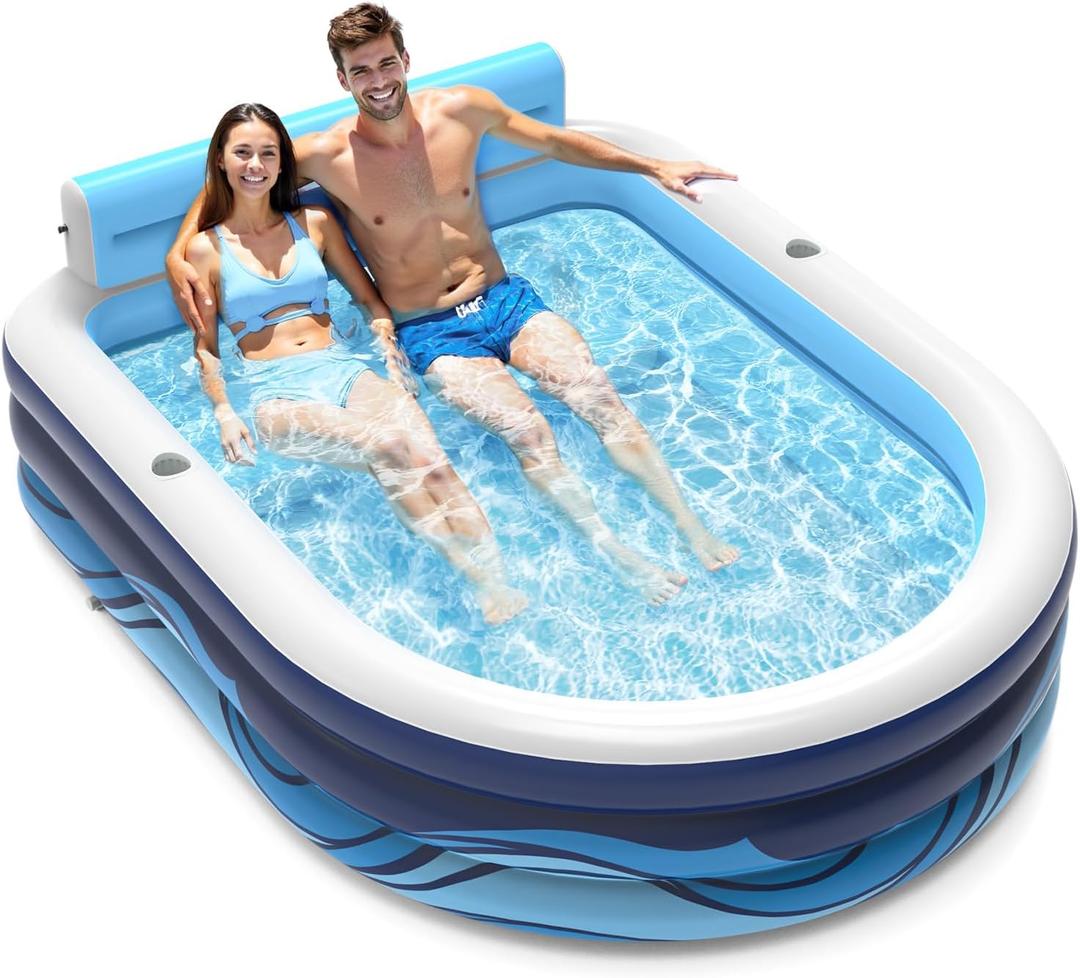 VISTOP Inflatable Pool for Adults or Kids with Seats/Cup Holders Large Thickened Extra Large Toddlers Cool Swimming Pool Family Summer Blow Up Water Pools for Outdoor, Water Party, Garden SPA Tub