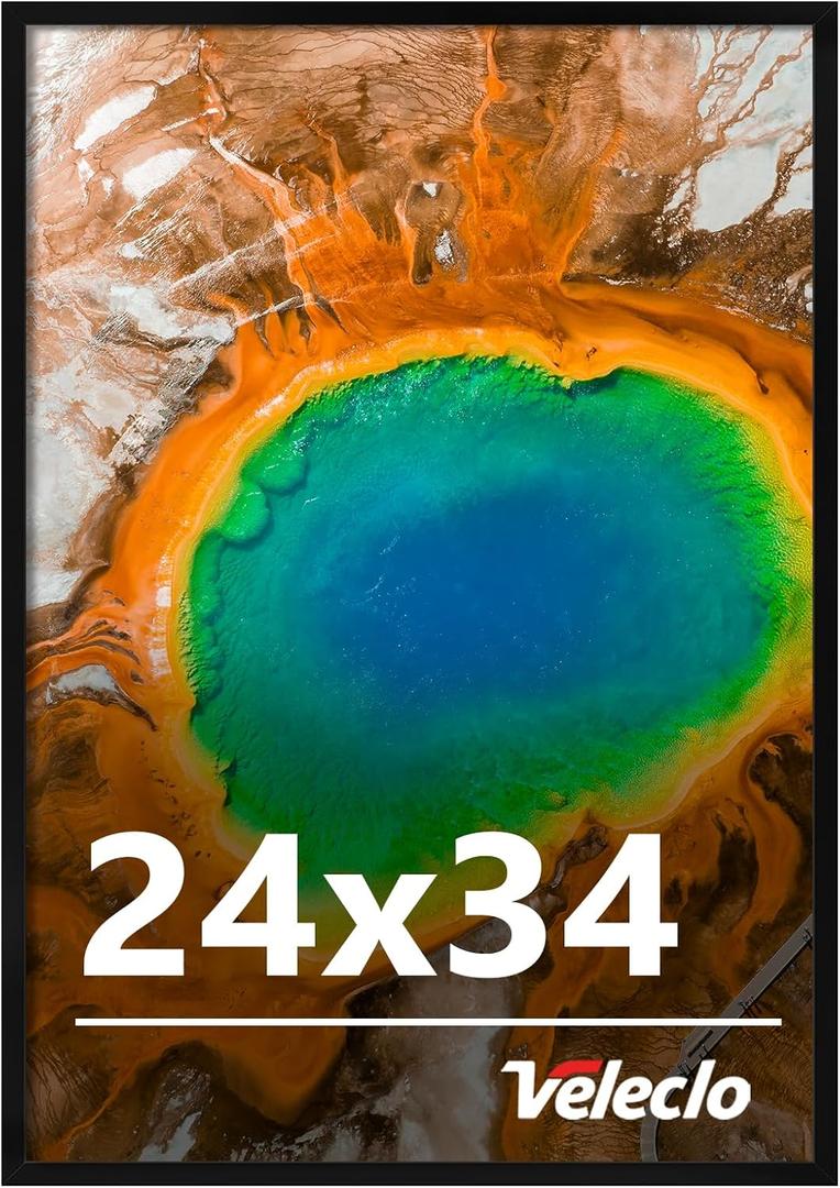 24x34 Picture Frame for Wall Display, 24x34 Black Picture Frame with Shatter Resistant Plexiglass, Stable and Sturdy 24 x 34 Poster Frame for Wall Display, Handpicked Gift Collection, 1 Pack