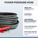 3/8" Pressure Washer Hose 25FT 4800PSI with 3/8 Inch Quick Connect, Kink Resistant Industry Grade Steel Wire Braided, Wear Resistant Power Washer Hose with M22 14mm Adapter