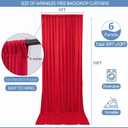 30x10ft Wrinkle Free Red Backdrop Curtain for Parties Soft Fabric Drapes Wedding Red Curtain Backdrop for Birthday Party Decorations Background for Photography 5x10ft, 6 Panels