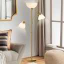 Luvkczc Floor Lamps for Living Room, 72" Tall Standing Lamps, Torchiere Lamp with 8W Adjustable Reading Lights, Modern Bright Floor Lamp for Bedroom, Office, Dresser, Gold&White, Bulbs Included