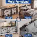 78.7inch Adjustable Height Narrow Sofa Side Table with 2 Power Outlets, Couch Behind Table for Small Space, Hallway, Entryway, Bedside, Bedroom, Stable, Easy to Assemble & Clean(Modern Black)