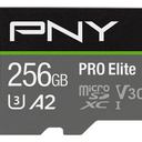 PNY 256GB PRO Elite Class 10 U3 V30 with Adapter for Use with Full Size SD Device